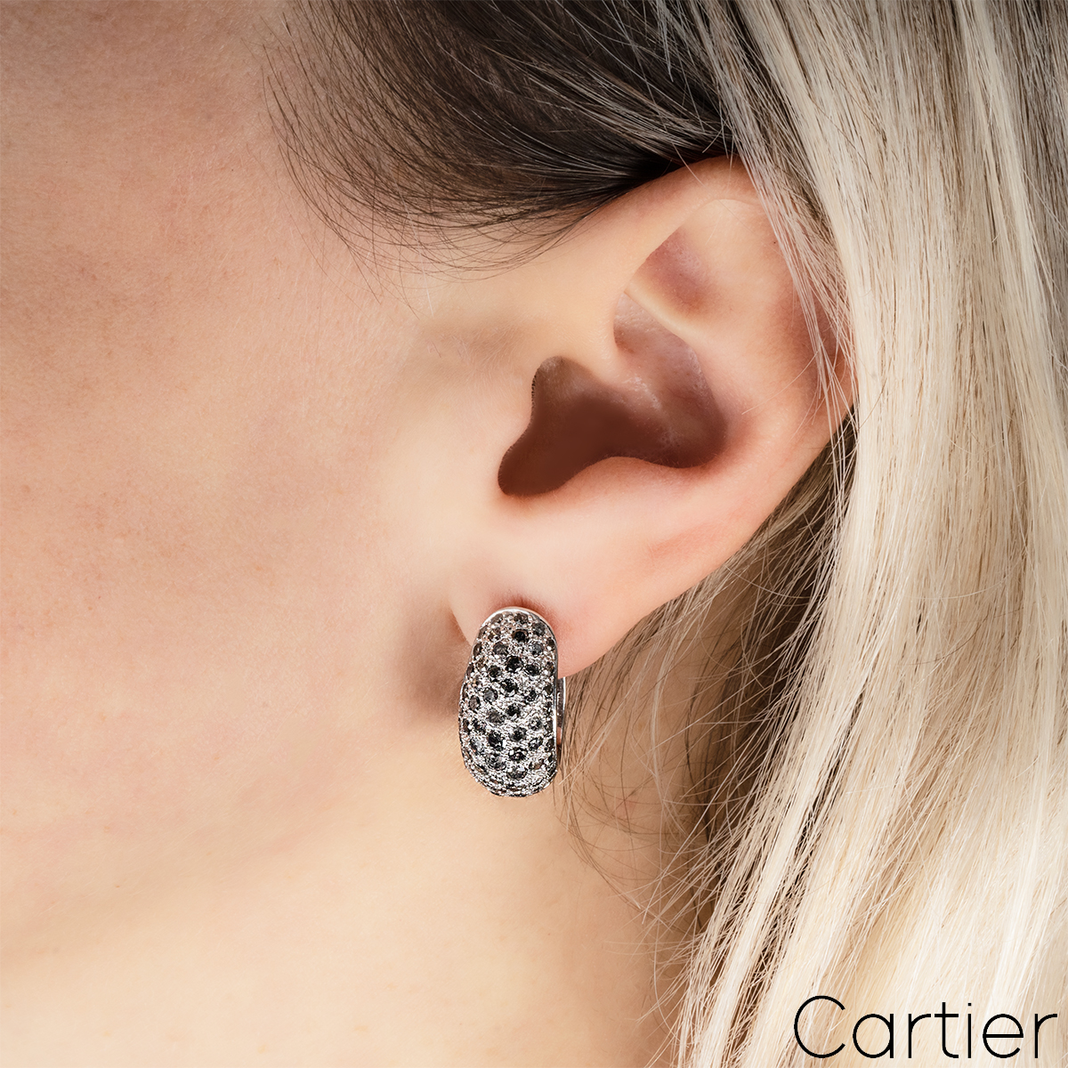 Cartier Sauvage Metissage White Gold Grey Diamond Bombe Earrings